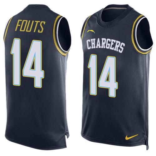 Nike Chargers #14 Dan Fouts Navy Blue Team Color Men's Stitched NFL Limited Tank Top Jersey - Click Image to Close